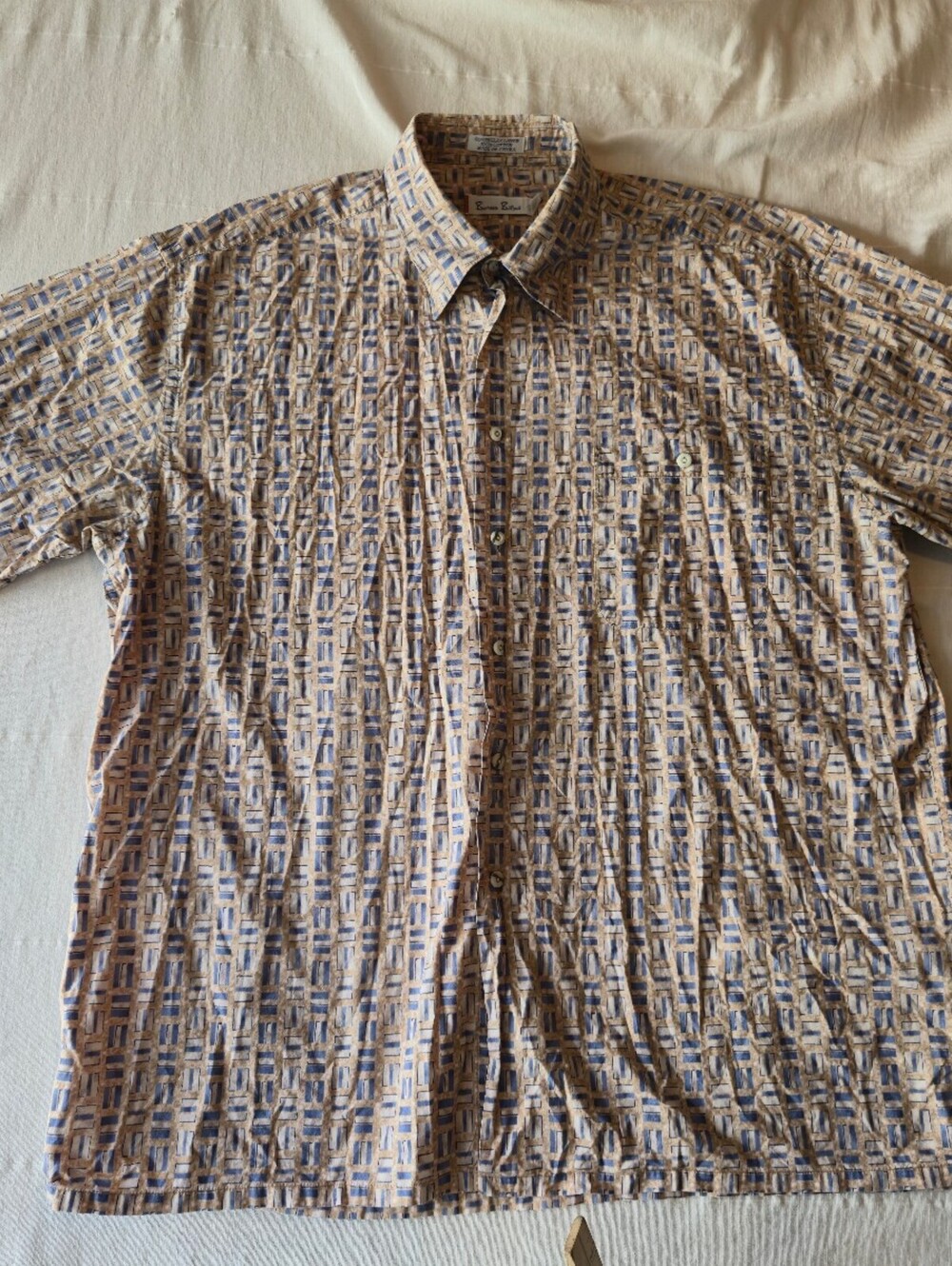 Burma Bilas Men's XL Short Sleeve Button-Up Shirt 100% Cotton